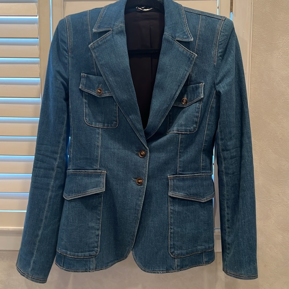 💙 PAIGE Romona Denim Blazer Size 4 💙 - Picture 10 of 15